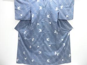 麻の葉に草花模様小紋着物